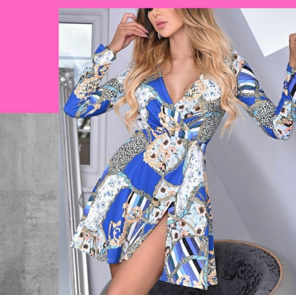 Scarf Print Skater Mini Dress